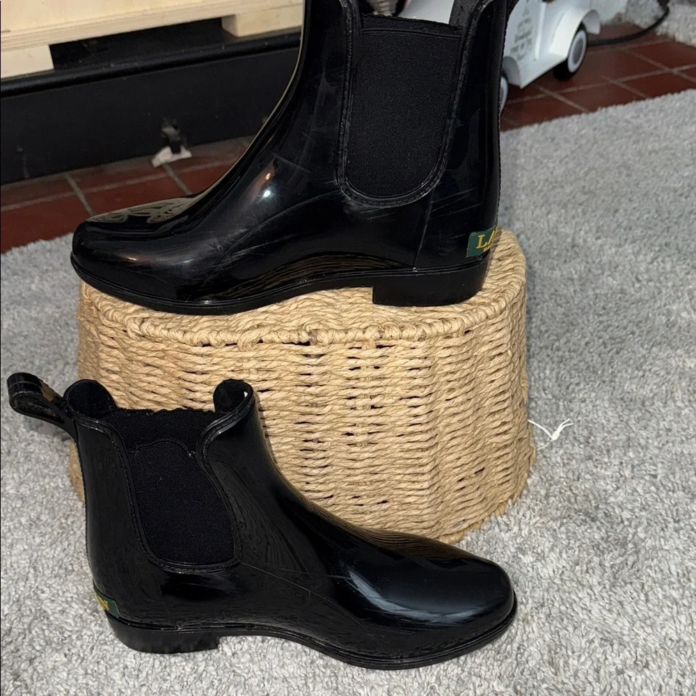 Lauren Ralph Lauren Tally Bo Rai Glossy Black Rain winter Boots women’s size 6 - Picture 2 of 10